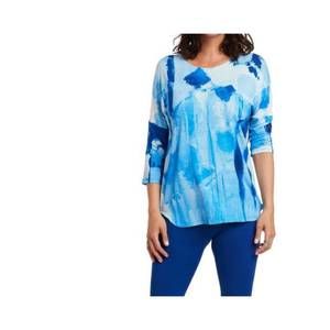 NEW CLAIRE DESJARDINS jeans blue 3/4 sleeve top in blue